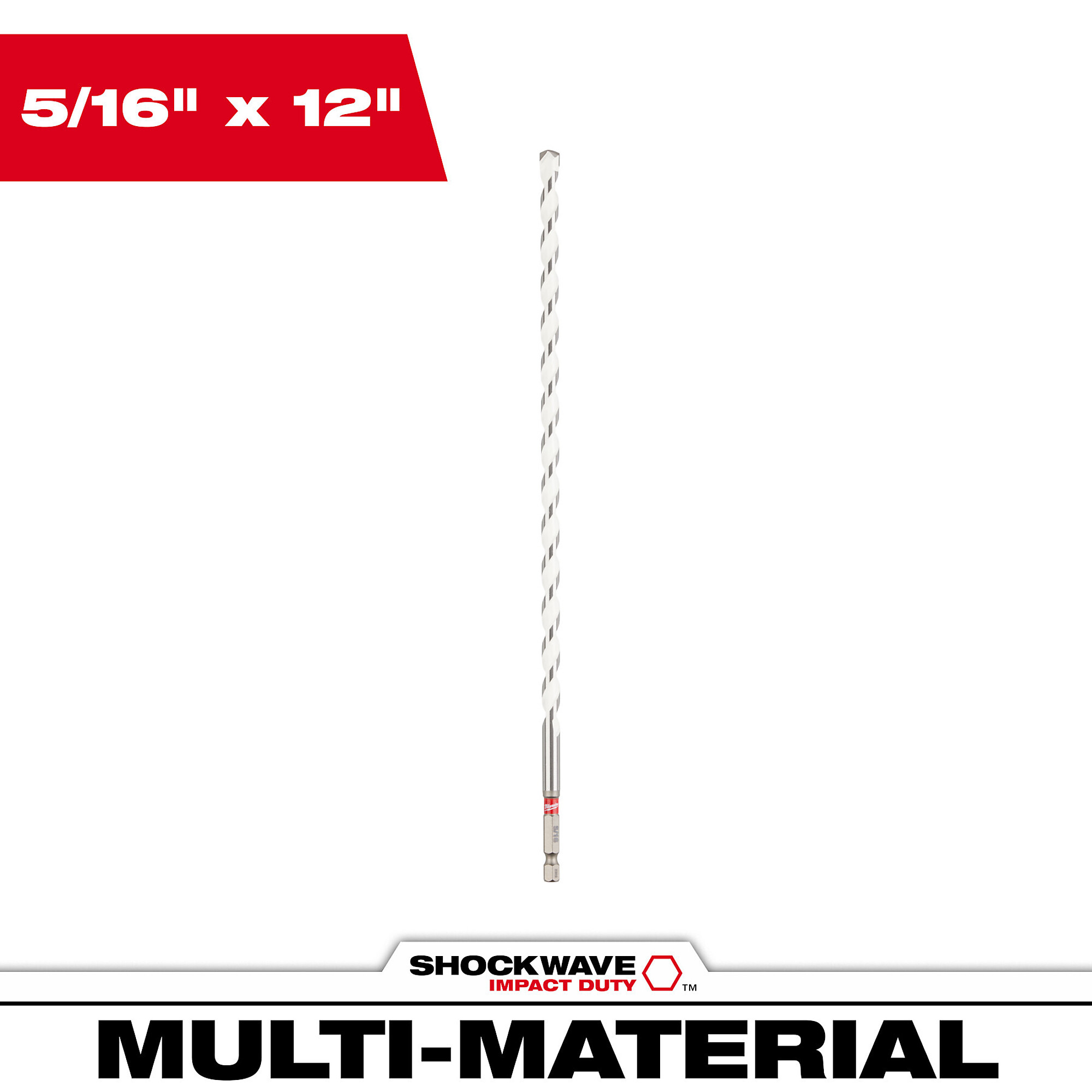 Milwaukee 5/16" x 10" x 12" SHOCKWAVE™ Impact Duty Carbide Multi-Material Drill Bit, Model# 48-20-8889